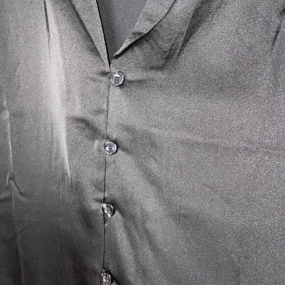 Nicole Miller Womens Pajama Set Size Large Black Long Sleeve Button Down - Picture 5 of 7